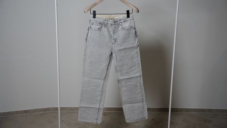 Rag & Bone Straight Leg Mom Jeans grau weiss used look Damen