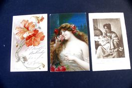 15x JUGENDSTIL - POSTKARTEN, div. Sujets, um 1910, gelaufen