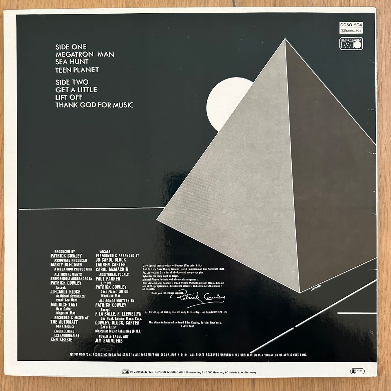Dischi in vinile: Patrick Cowley - Megatron Man - LP Disco, Hi NRG – Usato da Caslano venduto da campo_santo 1