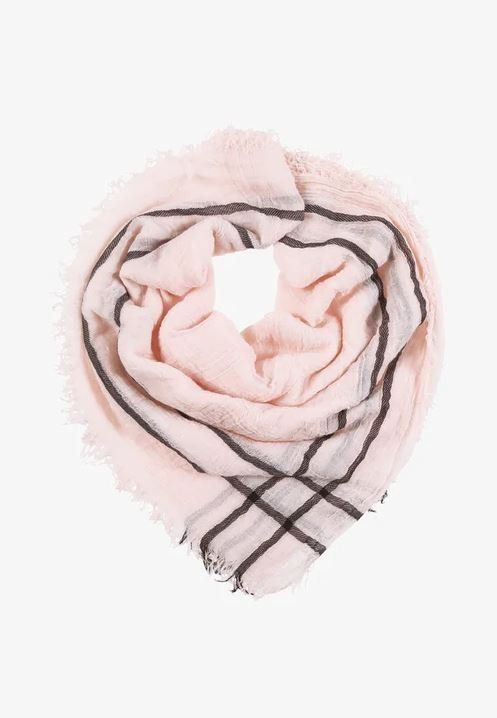 Foulard & Sciarpe: KIOMI Echarpe rose clair et noir avec franges – Usato da St-Aubin FR venduto da Tiweety 7