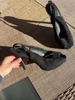 Varese black wedge heels