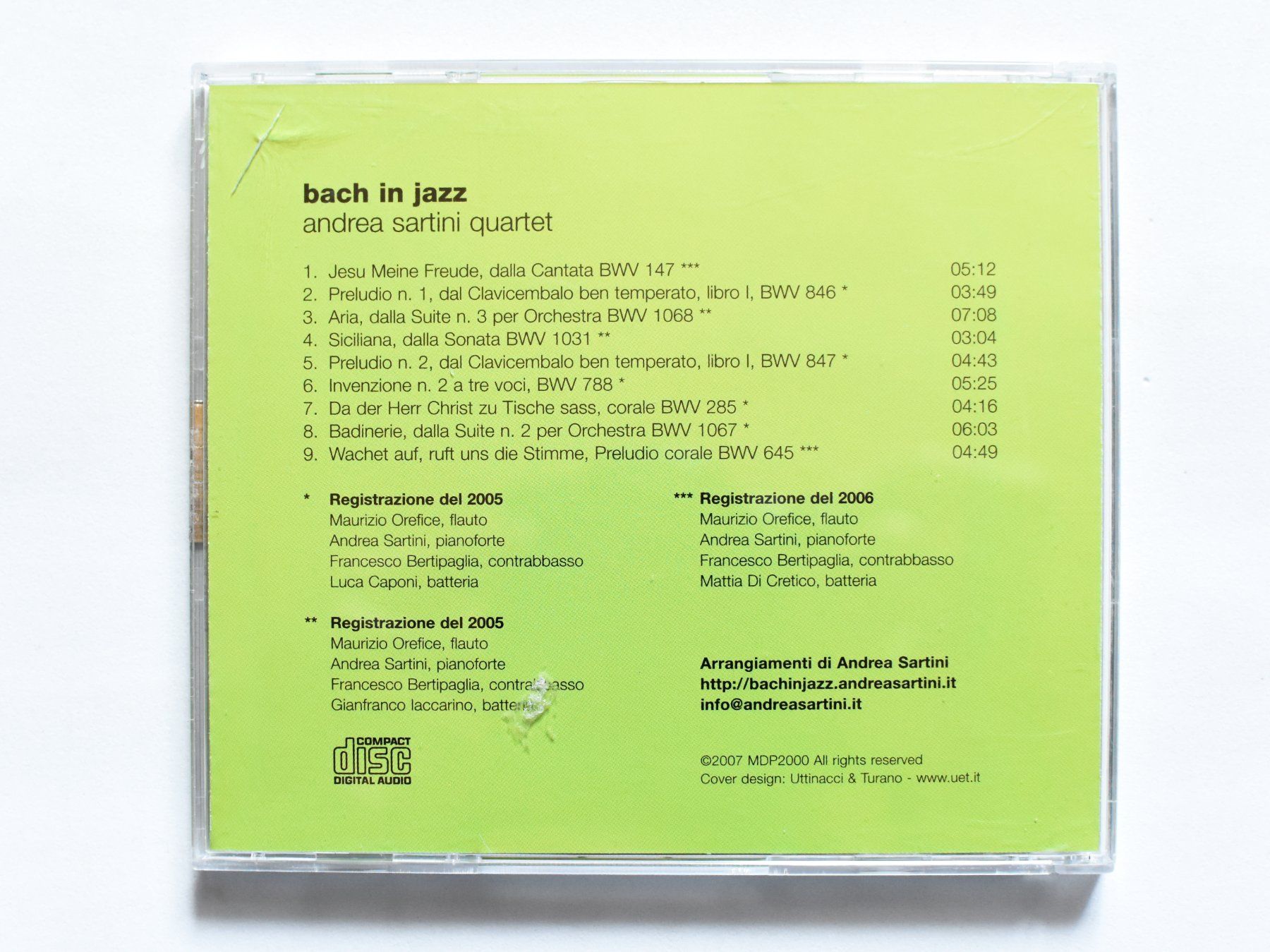 CD: Andrea Sartini Quartet - Bach in Jazz – Usato da Belmont-sur-Yverdon venduto da ag97 1