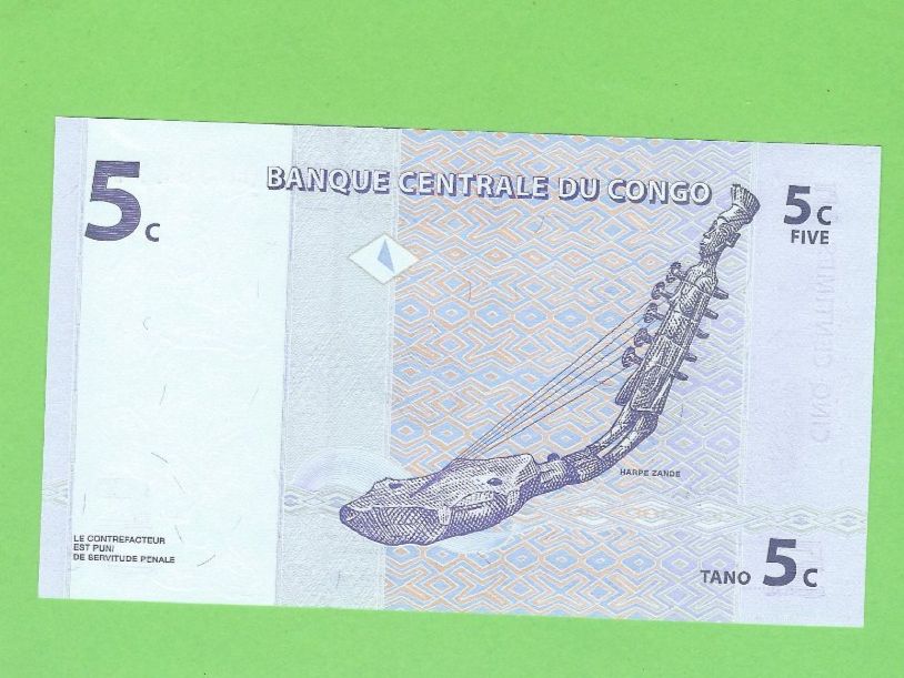 Banconote: Kongo 5 Centimes 1997, Banknote, Sammlerstück – Usato da Zürich venduto da t24_de 1