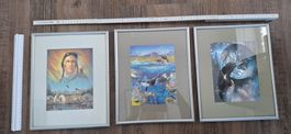 3er Set gerahmte Bilder, Wanddeko, gebraucht, Top Zustand!