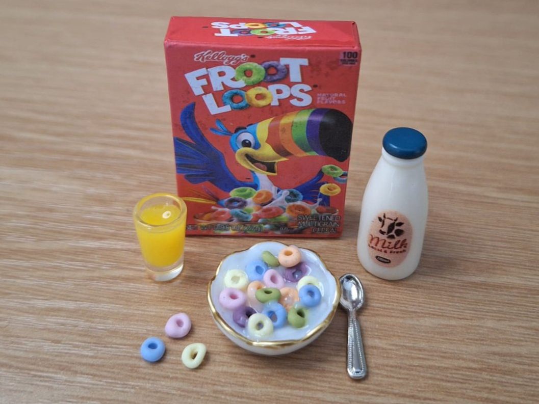 Case e mobili per bambole: Handmade Froot Loops Frühstück Set, Auch für Maileg – Nuovo (secondo la descrizione) da Zürich venduto da HandmadeTinyFood 3