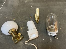 4 Vintage Wandlampen Opalglas 