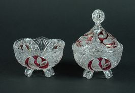 Bonbonnière für Pralinen Bleikristal 2 Schalen mit 1 Deckel