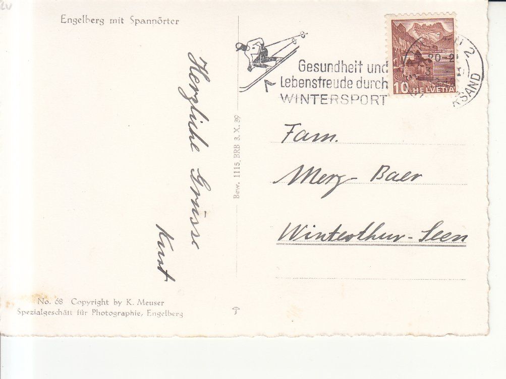 Cartoline postali: Engelberg 1948 – Usato da Bürglen TG venduto da StampGraf 1