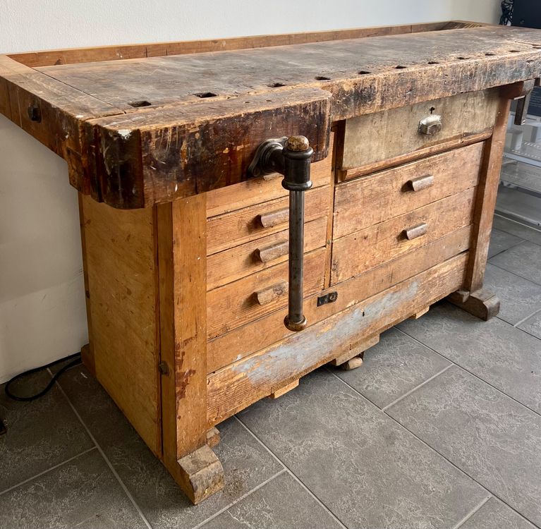 Alte Werkbank Schreiner Bank Hobelbank mit Schubladen Kaufen auf Ricardo