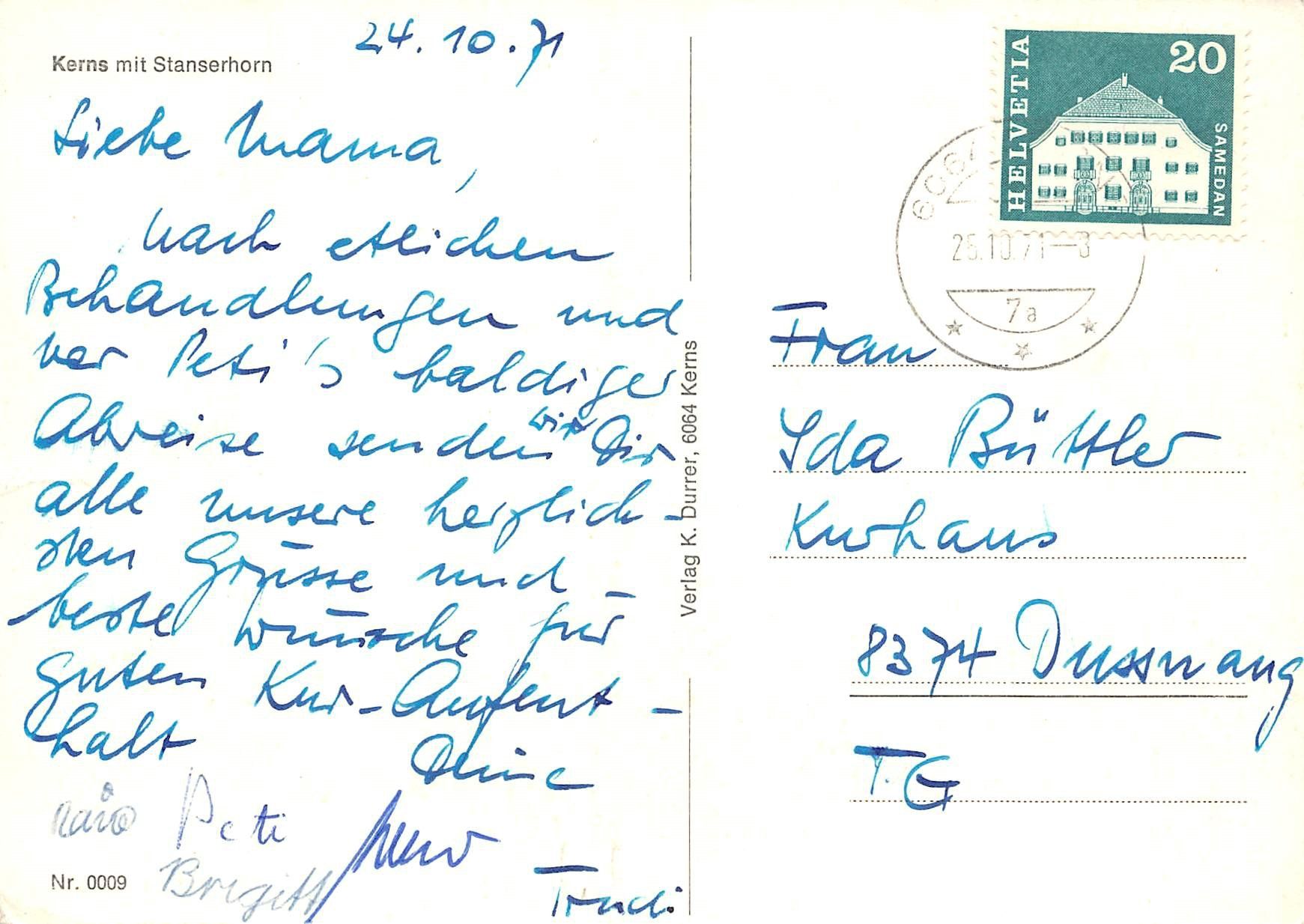 Ansichtskarten: Kerns – Gebraucht aus Ottikon b.Kemptth. von Neptun1974 1