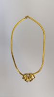 Élégant Collier Vintage Doré avec Pendentif Nœud et Strass!