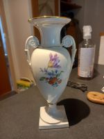 Meissen Porzellan Amphoren Vase Blumen Goldrand Handbemalt