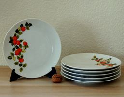 6 assiettes à dessert en porcelaine, Wunsiedel, années 70