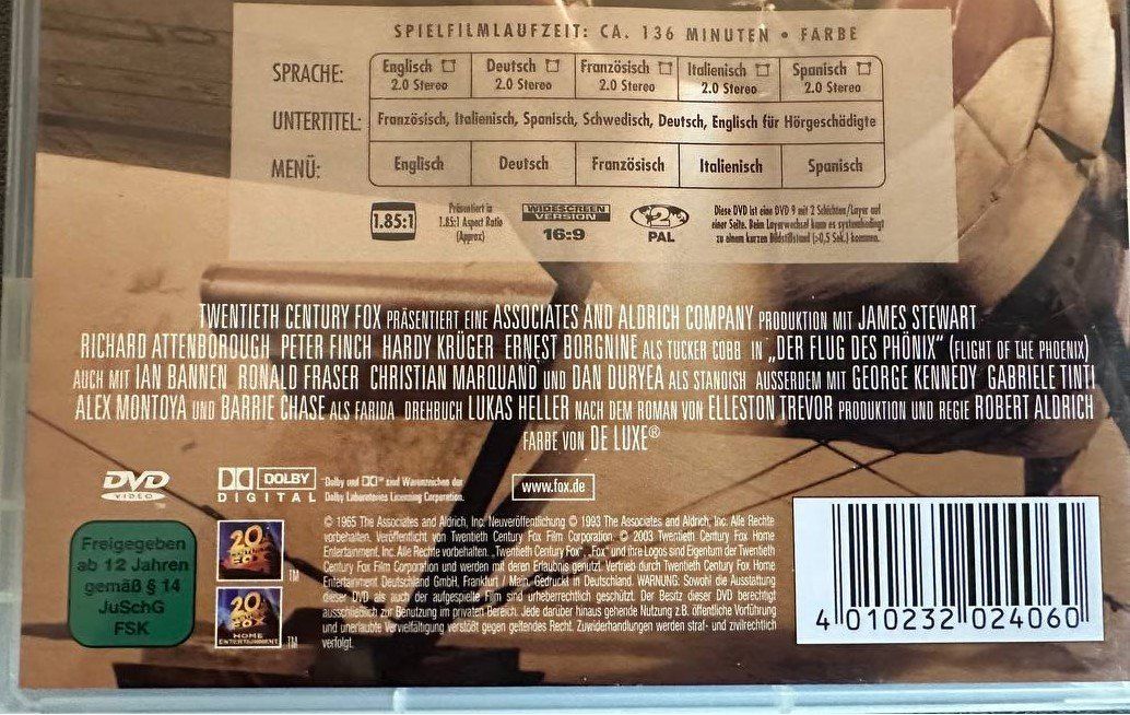 Alle DVDs: 2 DVDs "Der Flug des Phoenix" Klassiker & Remake – Gebraucht aus Beringen von Mantafisch1 2