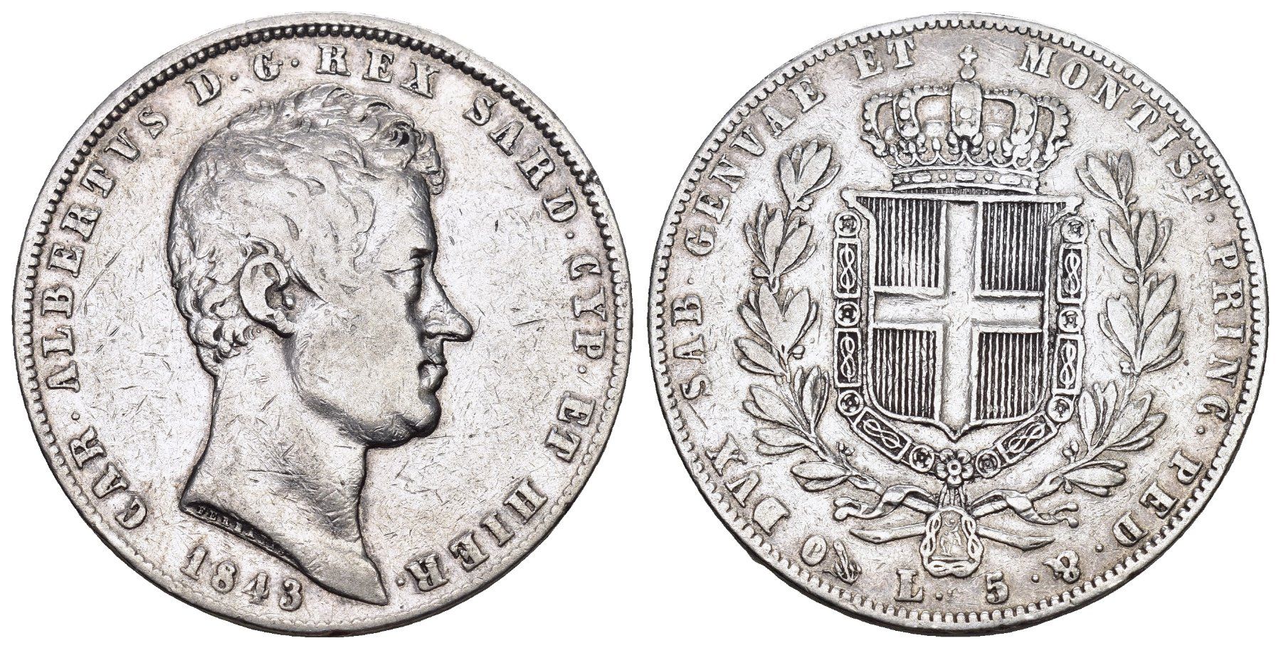 Alle Münzen: Sardinien 1843 – Gebraucht aus Bern von numismatictops