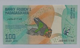 100 Ariary Madagaskar UNC 2017 – Frosch / Kathedrale