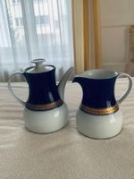 2 alte Kaffeekrug/Milchkrug antike Kanne Kobalt/gold