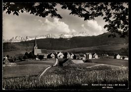 AK Stein /App., Dorf mit Kirche und Säntis