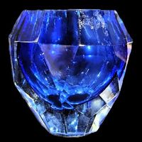 🔹Elegante Vintage Kristall-Kugelvase –Tiefblaues Highlight!