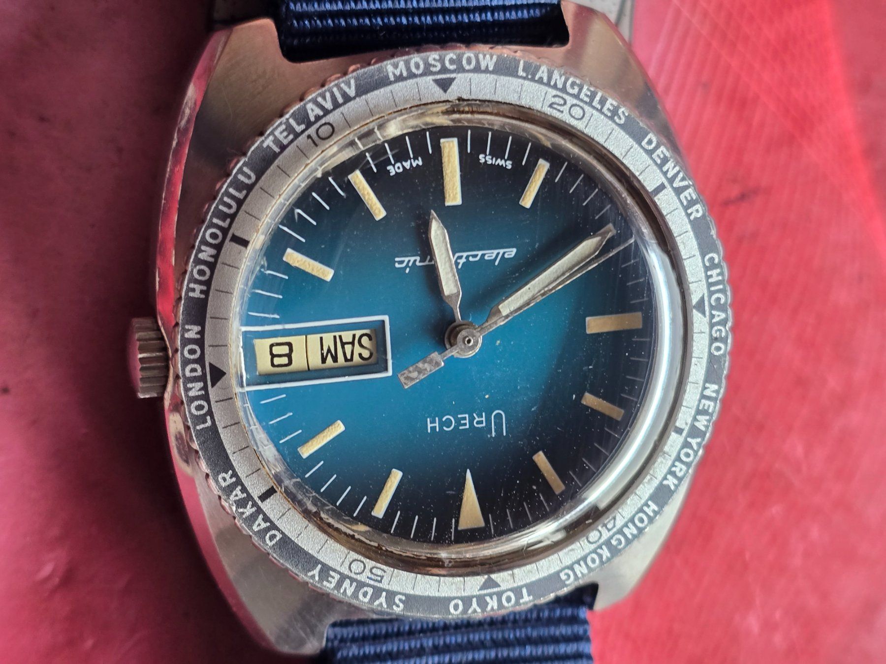 Uhren: 324 Urech Electronic  Day Date Worldtimer Wunderschoen – Gebraucht aus Muri AG von Corredor 4