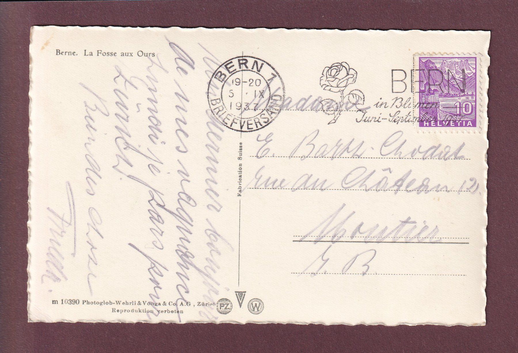 Cartoline postali: BERN - Bärengraben - 1937 – Usato da Pully venduto da nicecards 1