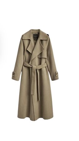 Trench wool coat Massimo Dutti olive green size XS new
