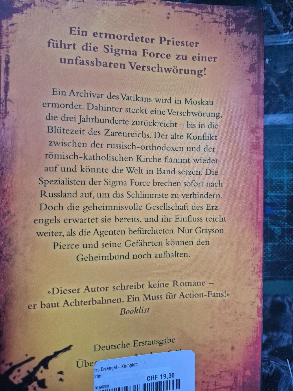 Libri: James Rollins "Das Erzeengel Komplott" Roman, Top Zustand – Usato da Samedan venduto da cavilam 1