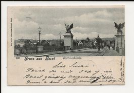 AK 1901Gruss aus Basel - Wettsteinbrücke