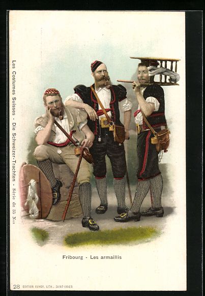 Cartoline postali: Fribourg, Les Armaillis, Freiburger Senn – Usato da Berlin venduto da bartko-reher