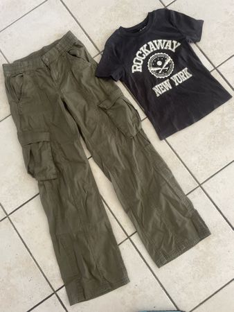 Olive Cargo Sommerhose Gr.36 & Rockaway NY T- Shirt Gr.32