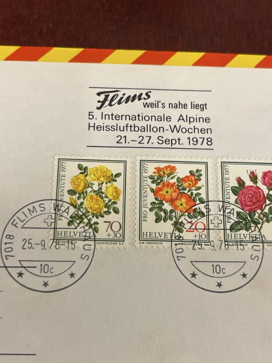 Tutti i francobolli: Flims Ballonpost 1978 - Internationale Alpine Ballonwochen – Usato da Dettighofen venduto da Moshop 2