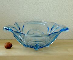 Saladier art déco Irène, verre pressé, Walther & Söhne 1930s