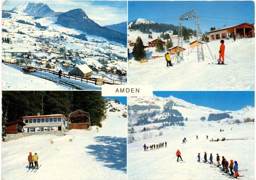 Cartoline postali: 4-Bild AMDEN Skischule, Skilift – Usato da Jona venduto da philajona