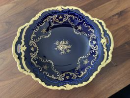 Schale mit Henkeln Kobaltblau goldfarben verziert 24cm
