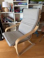 Fauteuil IKEA POÄNG - Cadre Chêne Blanc avec Coussin