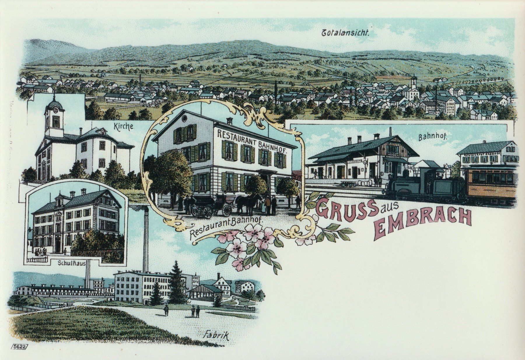Cartoline postali: Bahnhof mit Restaurat, Fabrik.. TOP AK Lithoansicht Form. A4 – Usato da Fällanden venduto da Blausegelfliege