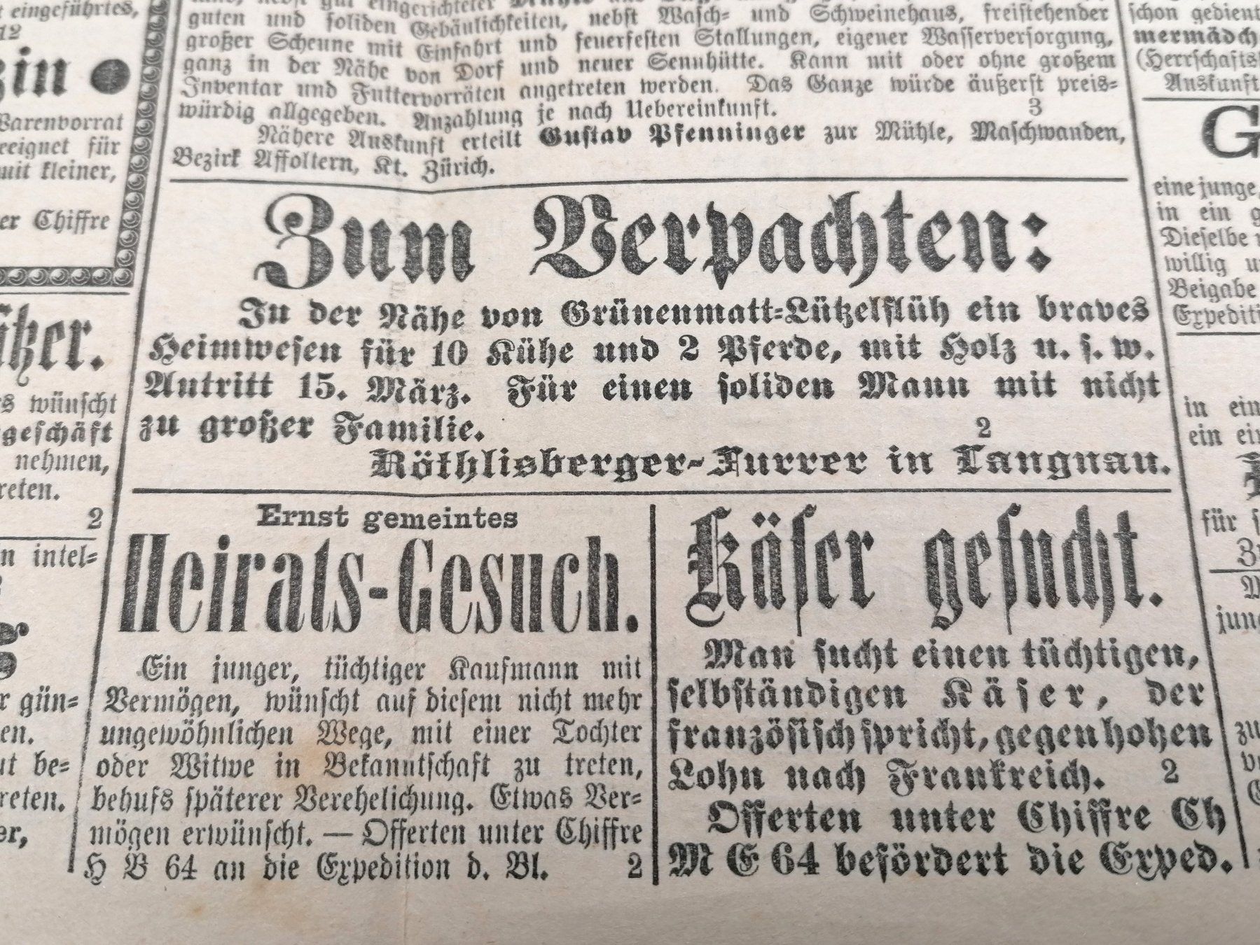 Documenti: Alte Zeitung: originelle Originale – Usato da Köniz venduto da Brockenreich 2