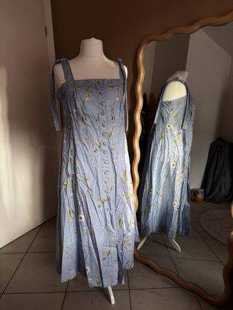 Blumiges Sommerkleid hellblau, XXL
