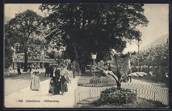 Cartoline postali: AK Interlaken, Höhenweg mit Passanten – Usato da Berlin venduto da bartko-reher