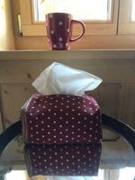 NEUE Nastuch-Box Bordeaux-Weiss Polka dots - 80758