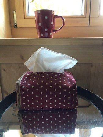 NEUE Nastuch-Box Bordeaux-Weiss Polka dots - 80758