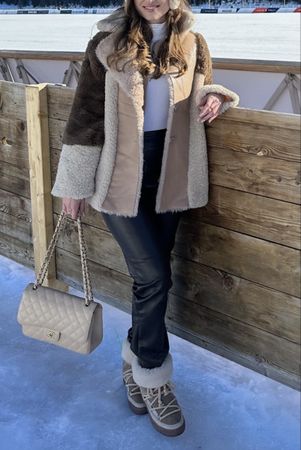 Steve Madden Teddy Coat Faux Shearling Braun/Beige – Gr. M