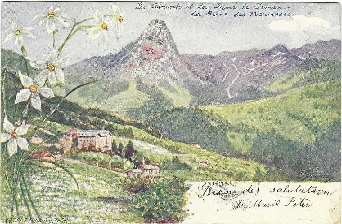 Cartoline postali: Killinger Les Avants et la Dent de Jaman 1904 – Usato da Brenles venduto da hello1063