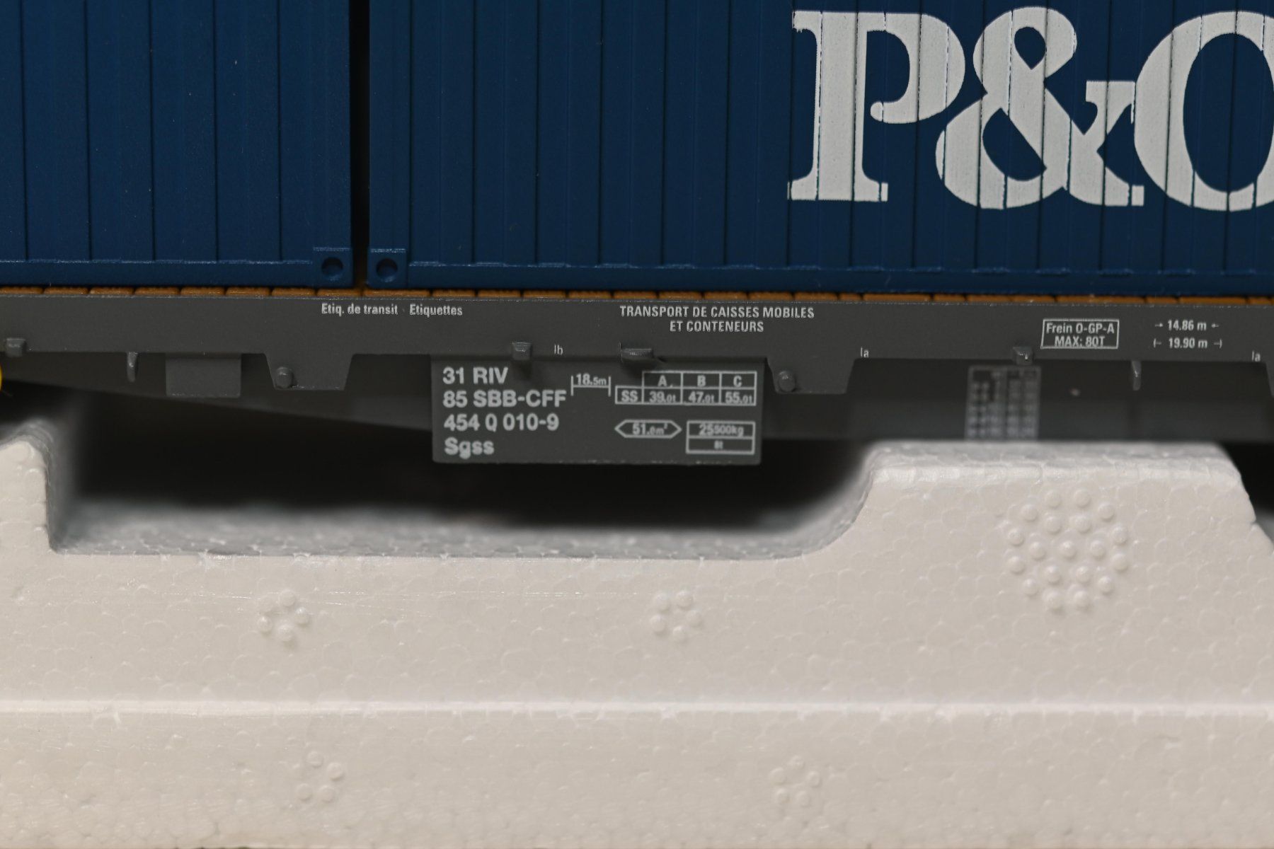 Hag Modellini di ferrovie: Hag HO/AC Containerwagen "P&O" mit OVP – Usato da Laupen ZH venduto da Zmoewe 3