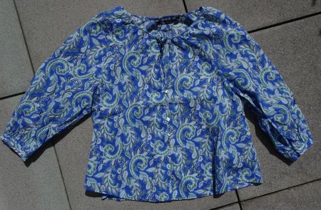 Zara Bluse weiss blau Hellblau grün schwarz Gr. M 38