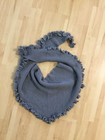 Dreiecktuch/Schal, handgestrickt Farbe Mittelgrau,, neu