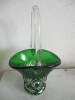 Kristallglas Körbchen mit Henkel geschliffen Vintage