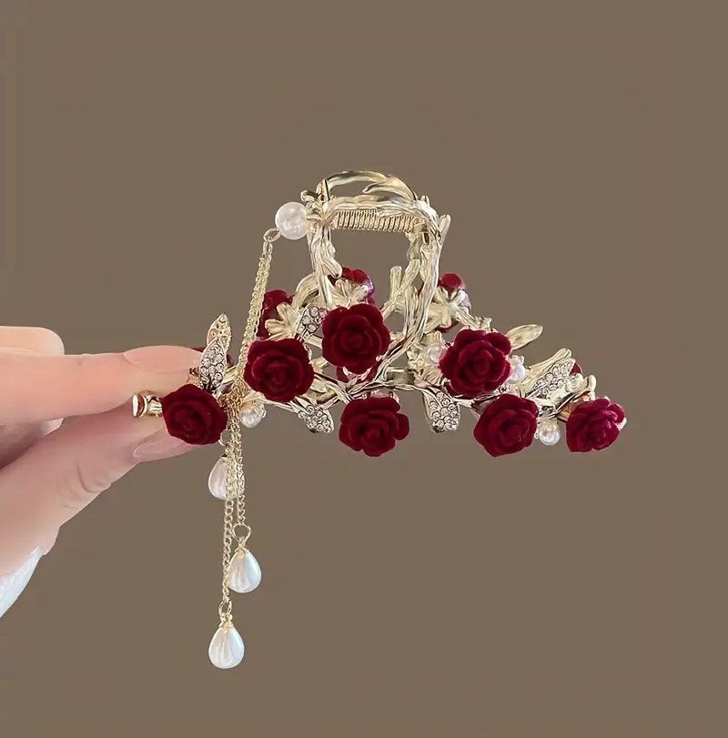 Haarschmuck: Elegante Haarspange mit Samt Rosen & Perlen – Neu und originalverpackt aus Glattbrugg von majuska01 1