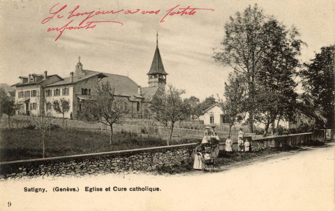 Cartoline postali: Satigny  GE        en 1906 – Usato da Brig venduto da Valcards54
