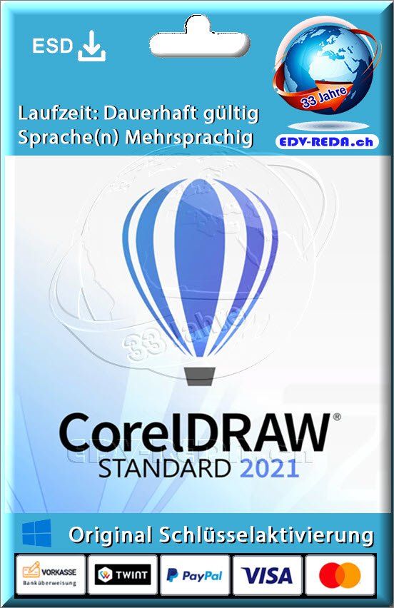 CorelDRAW Software: CorelDRAW Standard 2021 für Windows Dauer Lizenz – Nuovo (secondo la descrizione) da Langenthal venduto da Reda